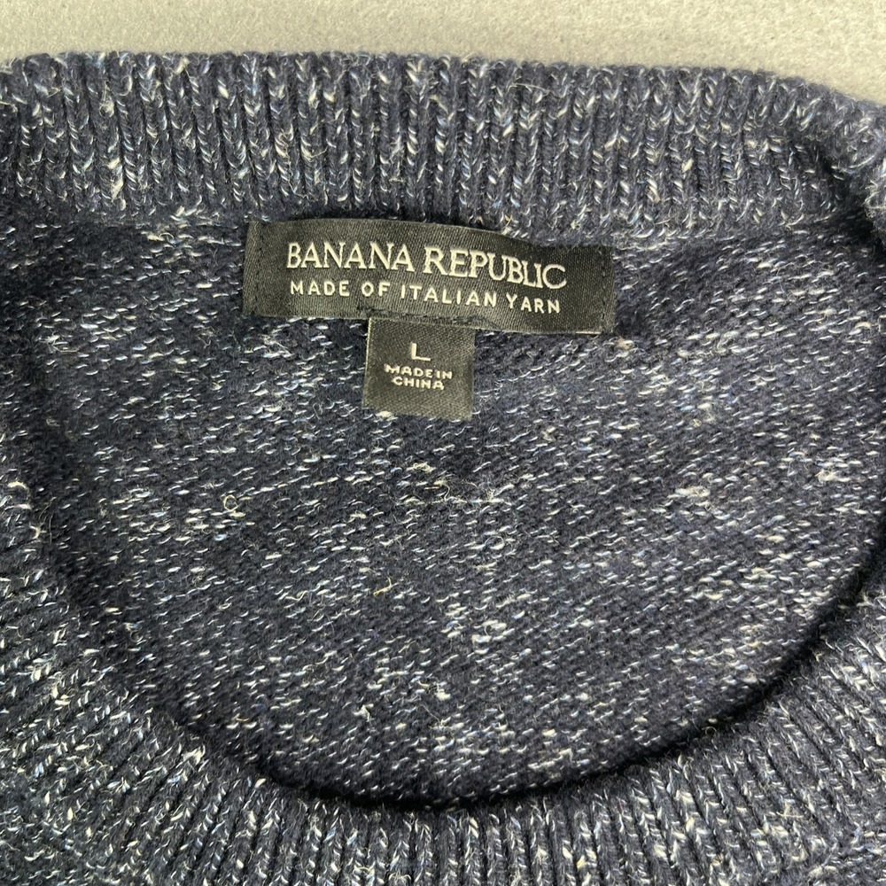 Banana Republic Blue Crewneck Sweater Made with Italian Yarn Size Large - Picture 2 of 8